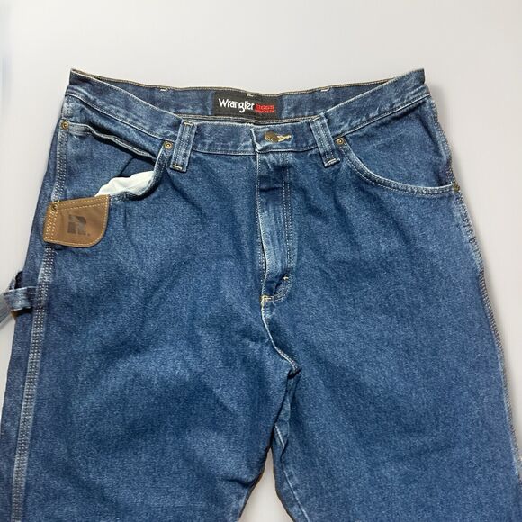 Wrangler Riggs Pants Men 34X32 Blue Denim Jeans Workwear Carpenter Reinforced - Picture 6 of 10